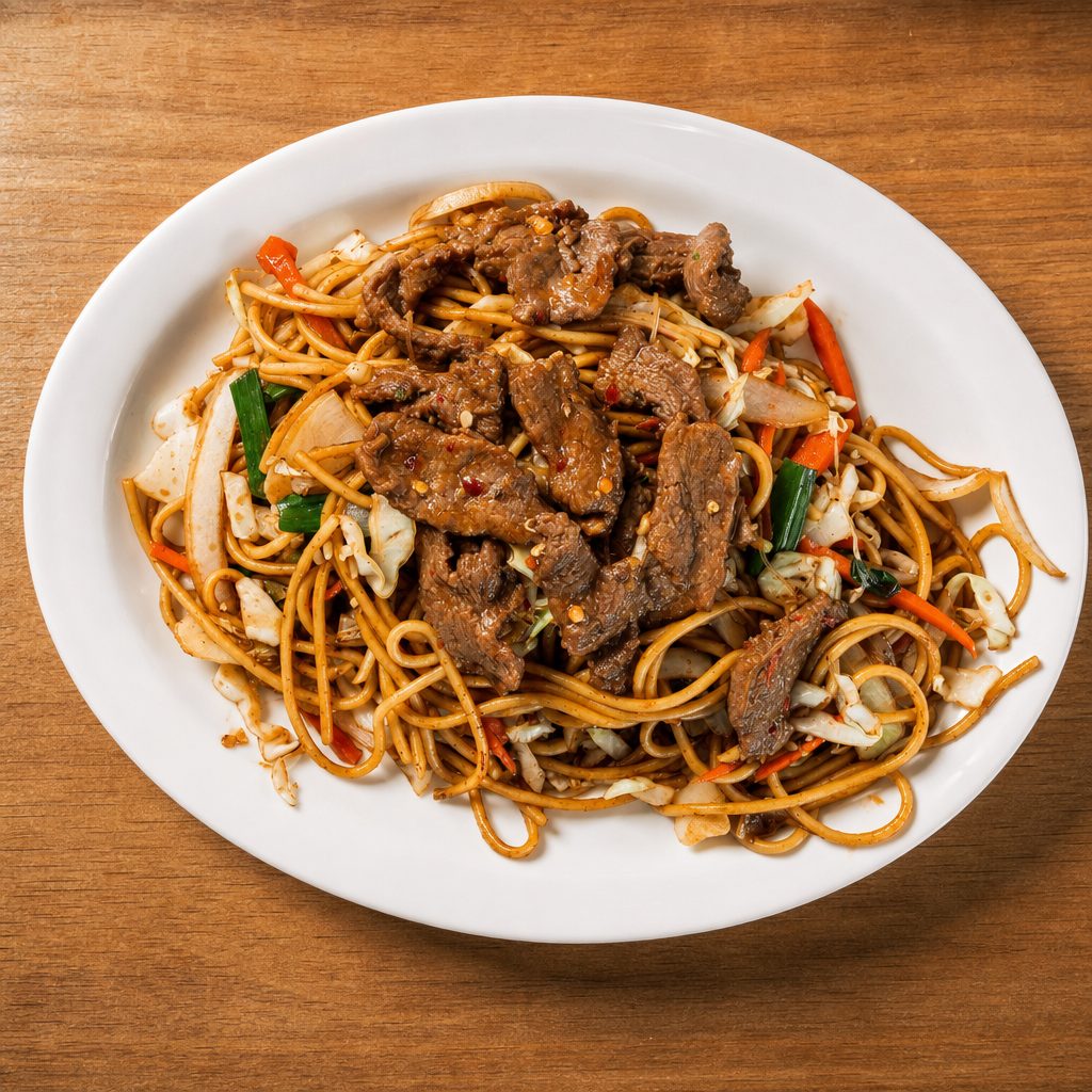 BEEF LO-MEIN.