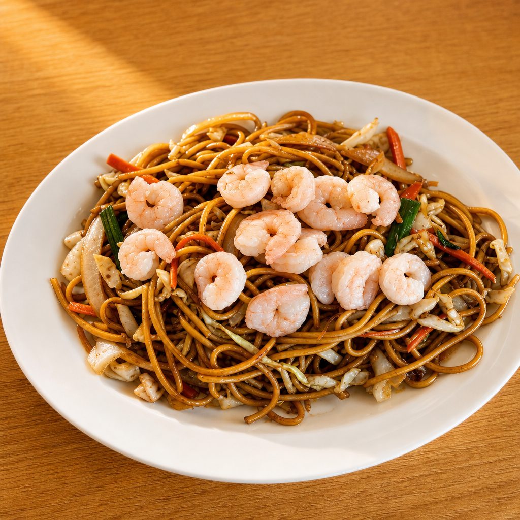 SHRIMP LO-MEIN.