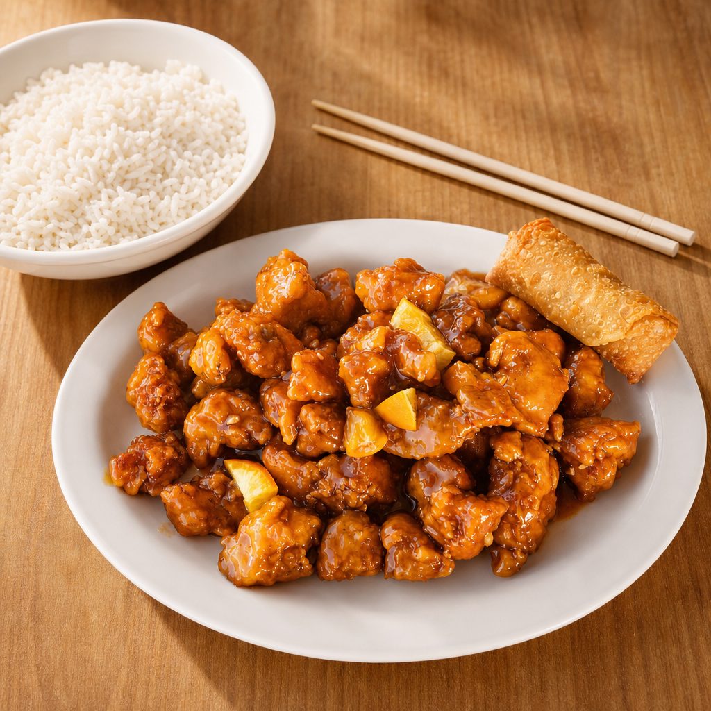 ORANGE CHICKEN.