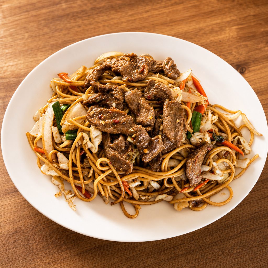 L-BEEF LO-MEIN.