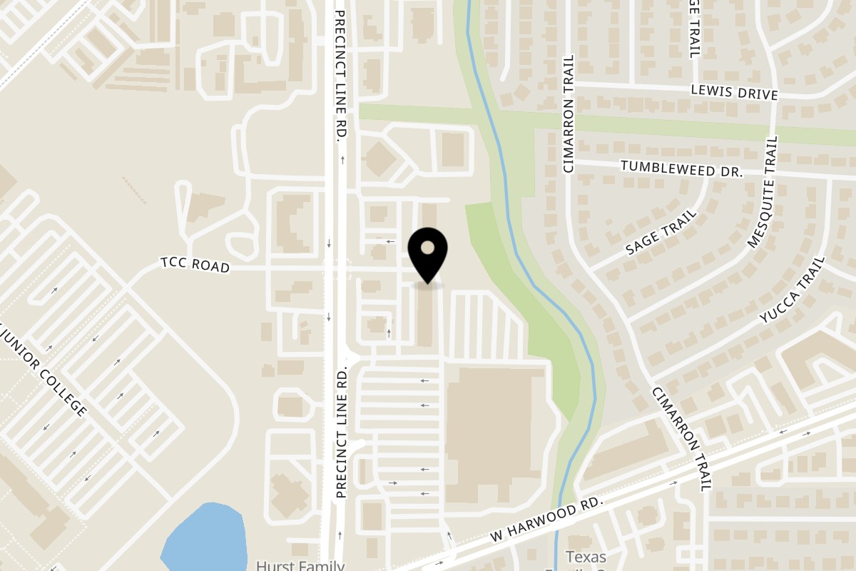 Map showing the location of Red Panda Wok & Grill on 1834 Precinct Line Rd in Hurst